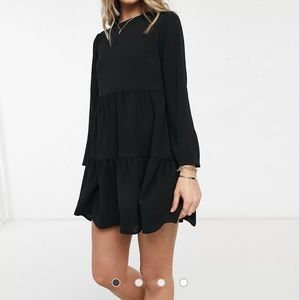 Long sleeve ASOS tiered smock mini dress